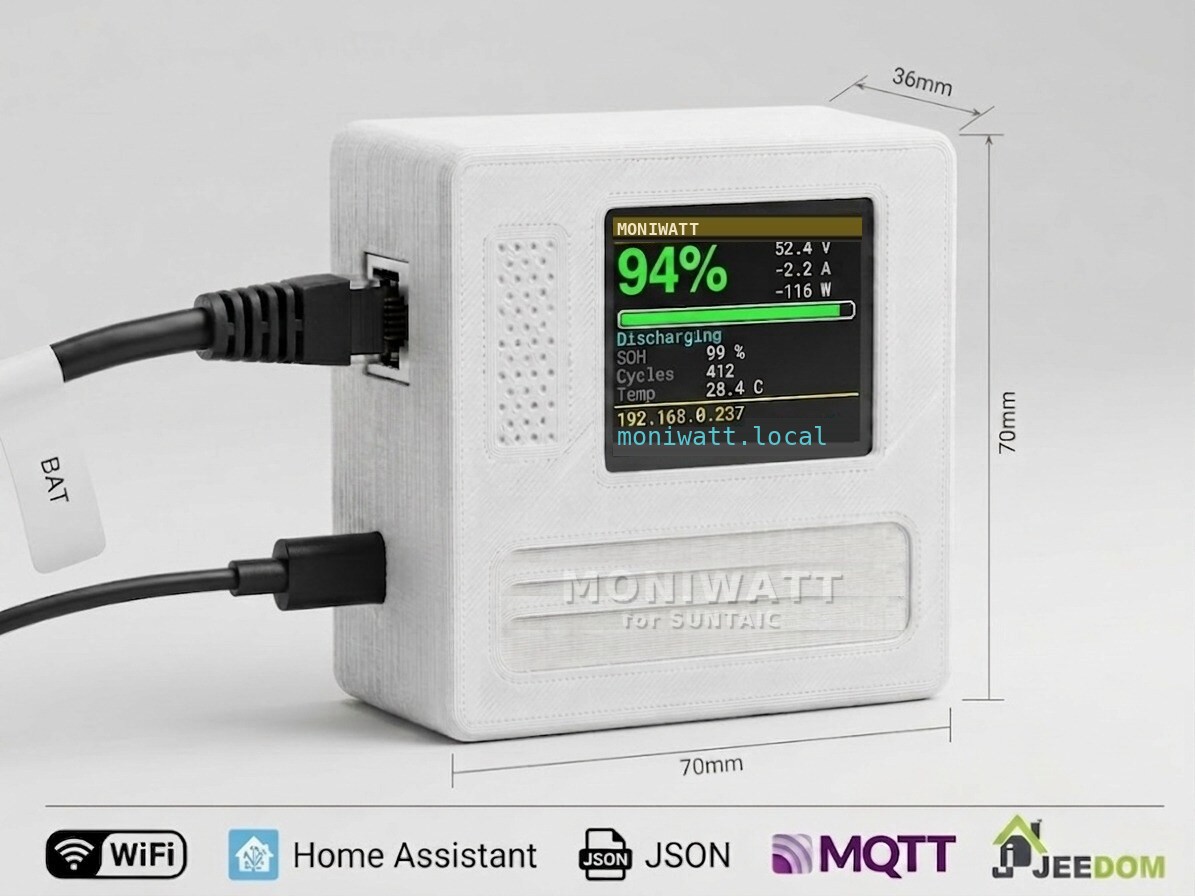MoniWatt for Suntaic box with colour screen used to supervise a Suntaic solar inverter